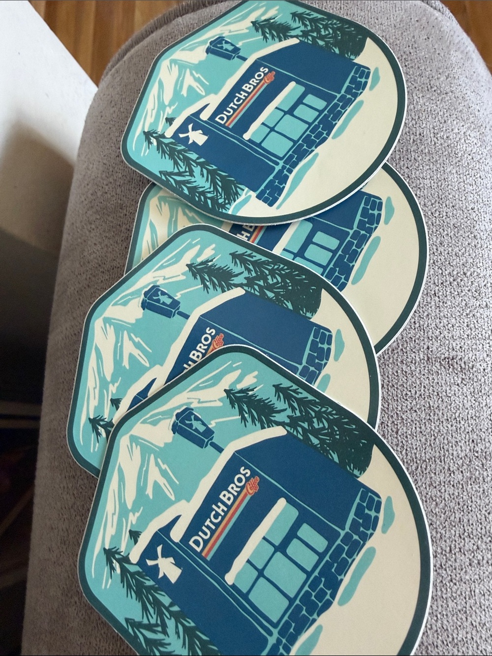 Dutch Bros Blue & Teal Mountain Logo Sticker Set
